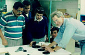 Bob Reid training Kransco Group's staff during installation of special-build equipment.